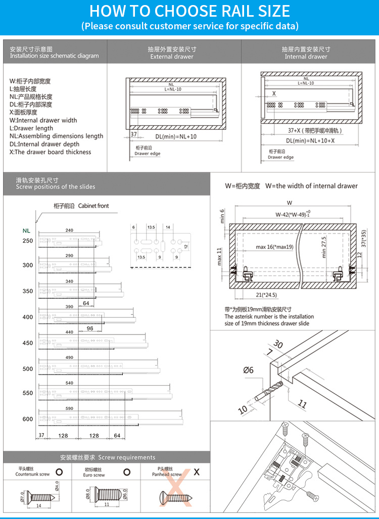 China Factory Most Popular European Style Concealed Under Mounted Slide with Brackets