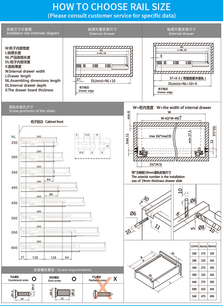 European Hot-Sale Popular Soft Closing Full Extension Concealed Undermount Slide Made in China