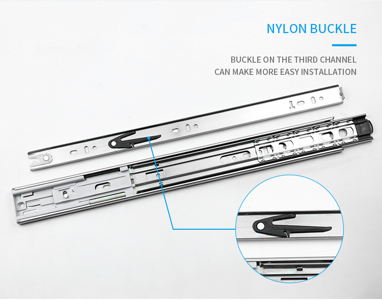 Good Quality Buffering Full Extension Self-Return 3-Section Soft-Closing Ball Bearing Slide