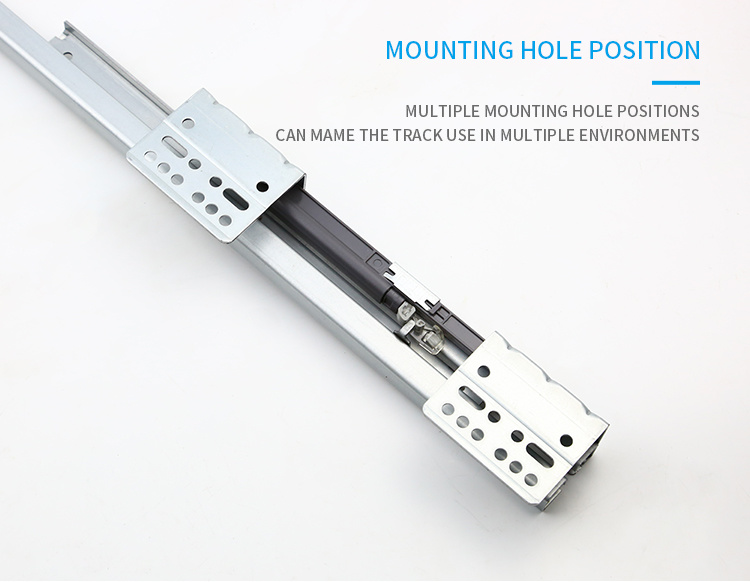 China Factory 3 Fold Damper Basket Channel Sliders Locking Hidden Telescopic Rails Soft Closing Undermount Concealed Drawer Slide