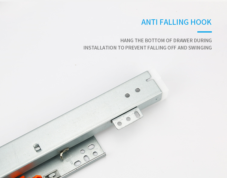 Strong 3 -Folds Bottom Mount Concealed Slide with Buffering for Display Cabinet