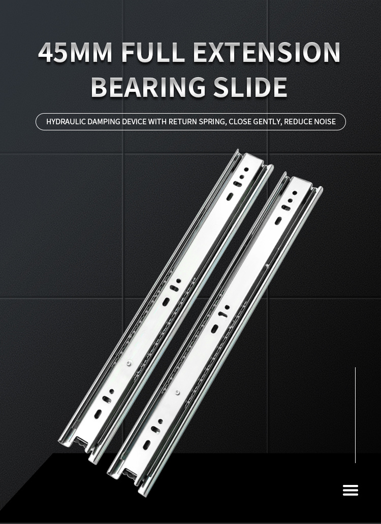 Furniture Hardware Cheaper Two Balls Galvanized 45mm Regular Ball Bearing Drawer Channels