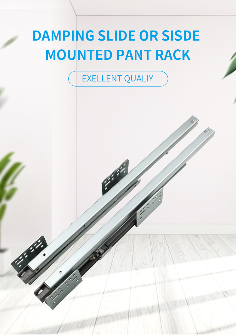 Kitchen Drawer Damping Sliding Channels for Side Mounted Pant Rack