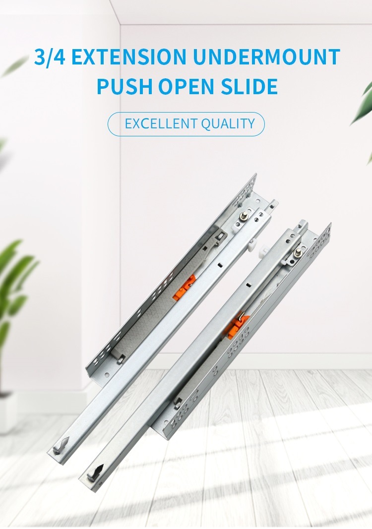 Adjustable European 2-Folds Push Open Undermount Slide with Locking Pins