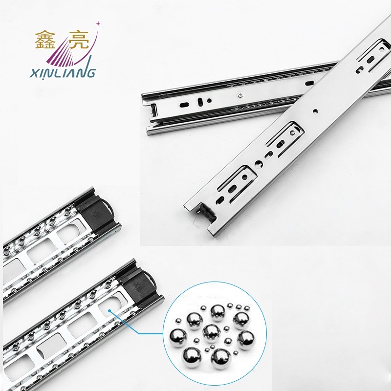 Furniture Hardware Cheaper Two Balls Galvanized 45mm Regular Ball Bearing Drawer Channels