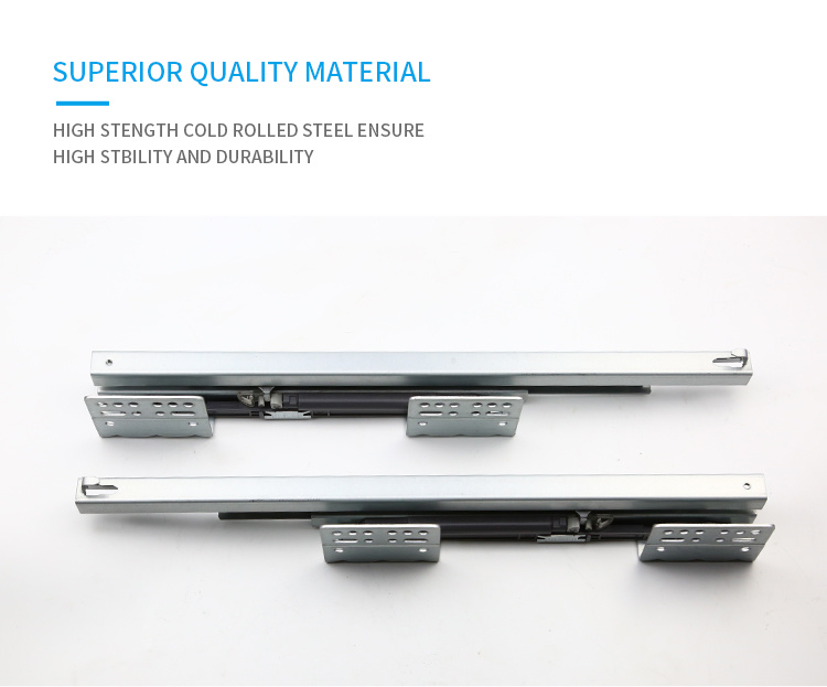 China Factory 3 Fold Damper Basket Channel Sliders Locking Hidden Telescopic Rails Soft Closing Undermount Concealed Drawer Slide