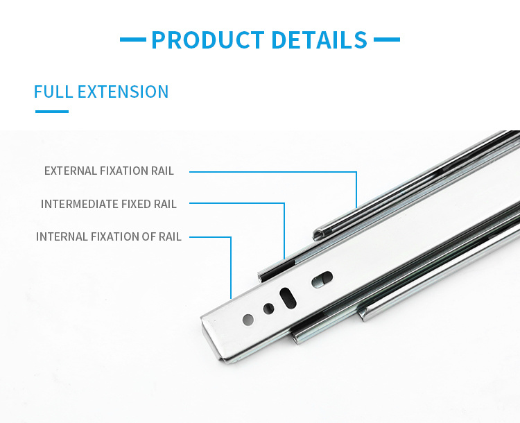 Furniture Hardware Cheaper Two Balls Galvanized 45mm Regular Ball Bearing Drawer Channels