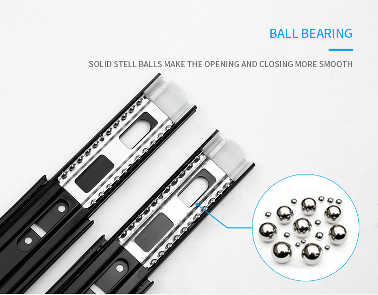 Soft Closing Drawer Slide with Ball Bearing by Galvanzied Steel 45mm Three Fold Drawer Slides