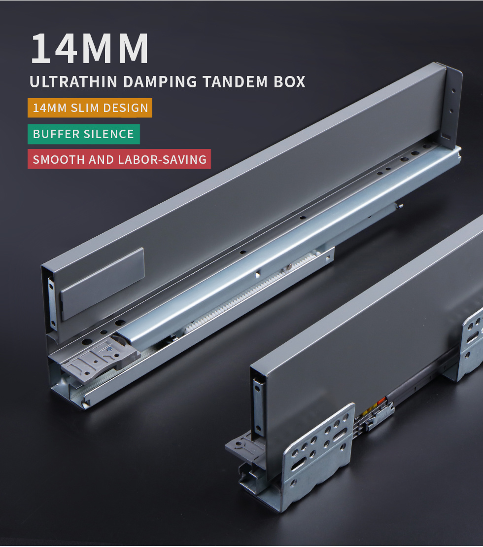 Hardware Factory Slim Box Drawer System Full Extension Concealed Slide