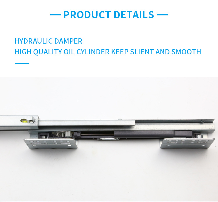 China Factory 3 Fold Damper Basket Channel Sliders Locking Hidden Telescopic Rails Soft Closing Undermount Concealed Drawer Slide