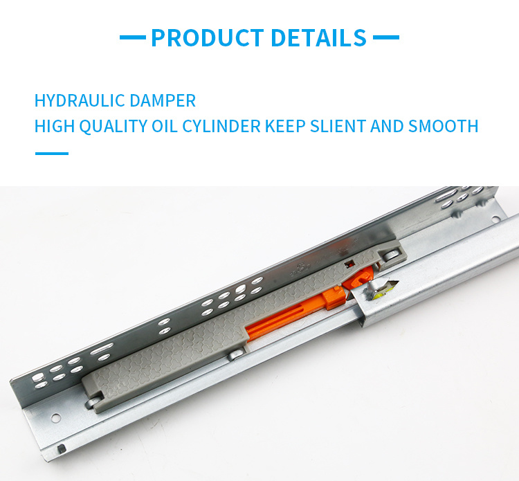 China Wholesale Adjustable European Style 2 Fold Hydraulic Damping Undermount Slide