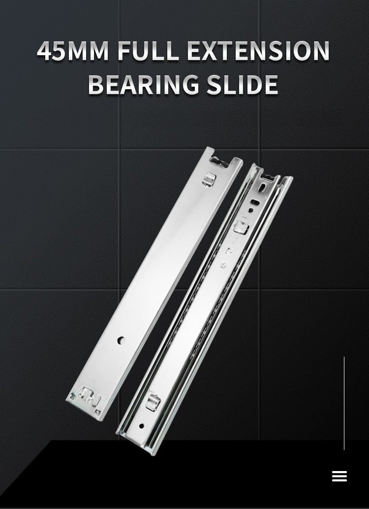 Good Customer Comments Ball Bearing Slide 45mm Width with Hooks for Convenient Fitting