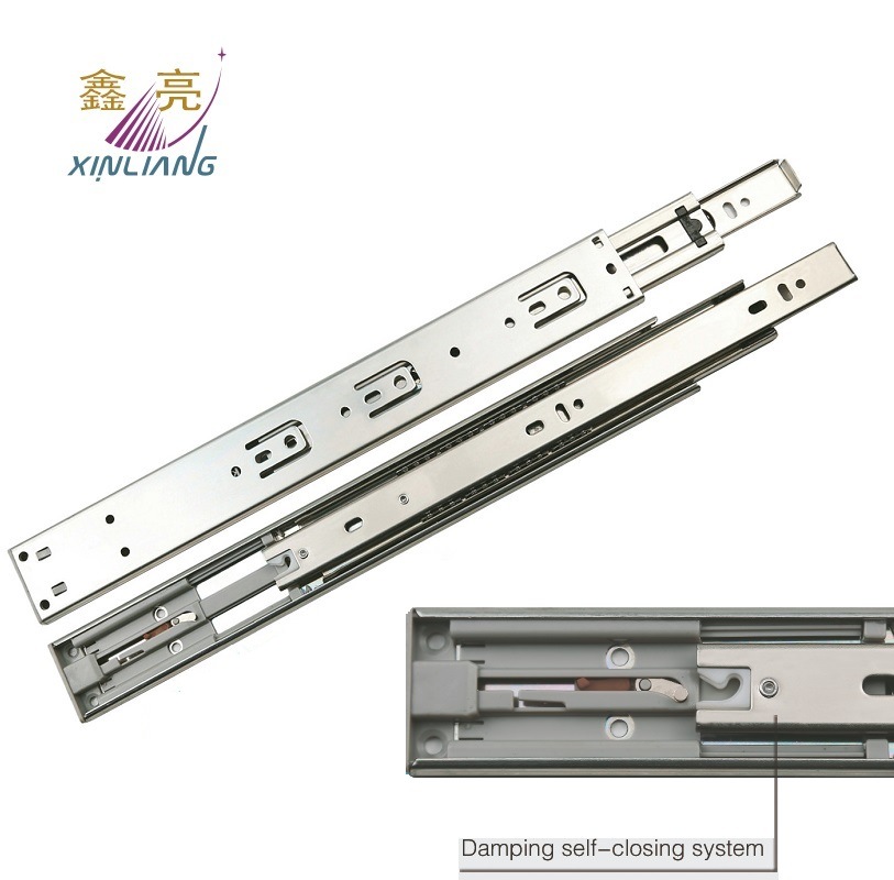 Jieyang Factory Competitive Damping 3-Fold Push Open Full Extension Ball Bearing Drawer Slide